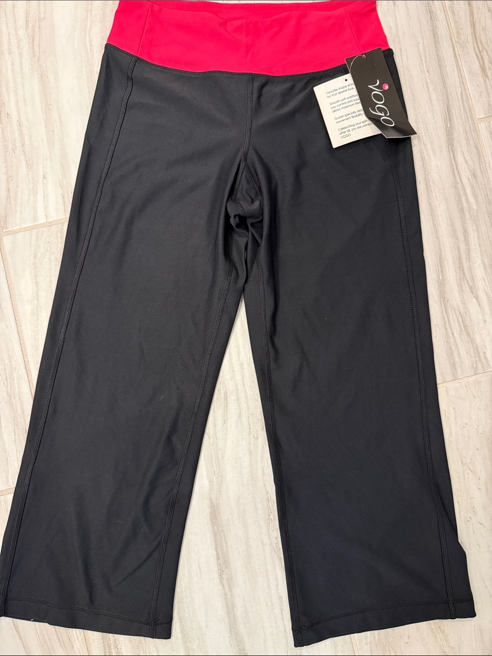 VOGO  Black Yoga Pants with Pink Waistband